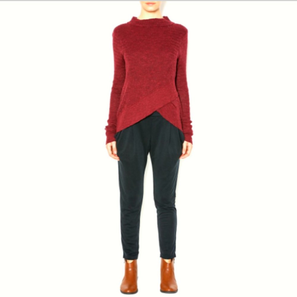 Free People Boho Wrap Sweater - Plum - Linen Blend with Tulip Hem - Size Medium